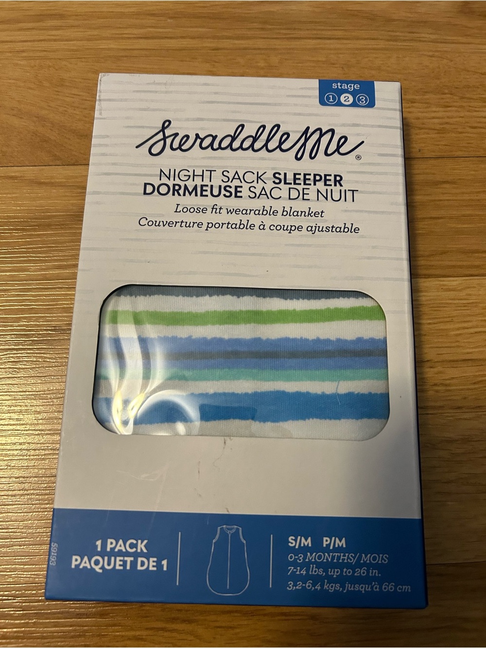 SwaddleMe Blue and Green Striped Night Sack